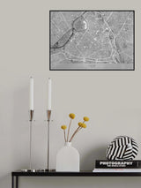 Gray vintage map of Lille downtown France Poster och Canvastavla