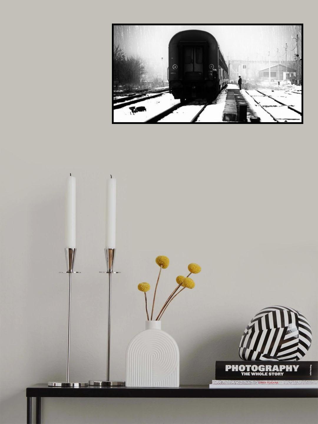 Railway station winter scene Poster och Canvastavla