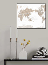 Pacific-centered world map with cities, Abey Poster och Canvastavla