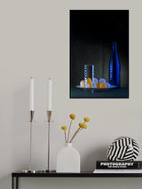 Still life with blue bottle and balls Poster och Canvastavla