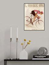 Vintage Style Giro D'italia Cyclist On a Bike Poster och Canvastavla