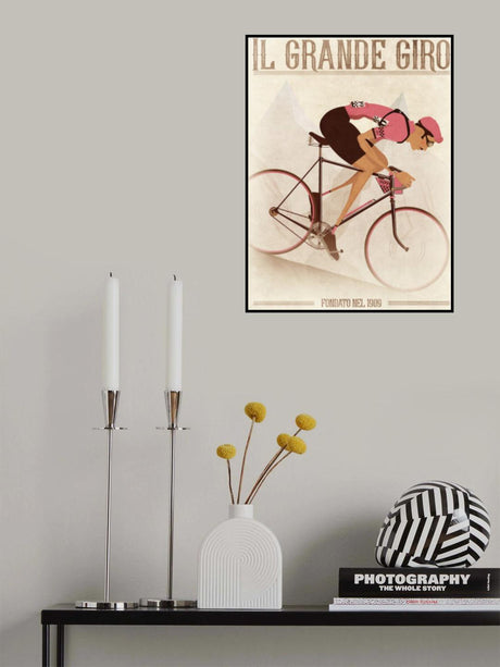 Vintage Style Giro D'italia Cyclist On a Bike Poster och Canvastavla