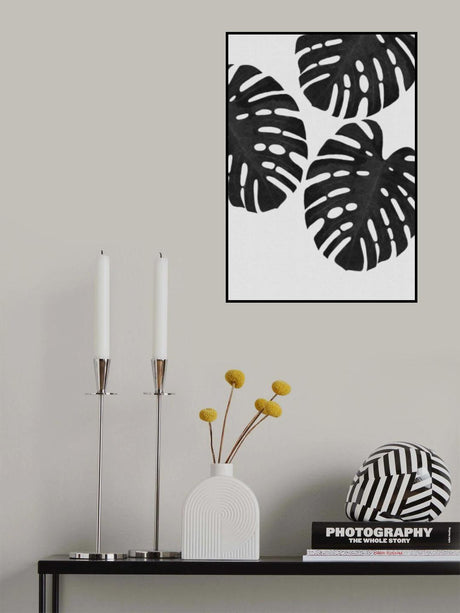 Monstera Leaf Black &amp; White III Poster och Canvastavla