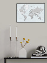 Distressed world map with cities, Darryl Poster och Canvastavla