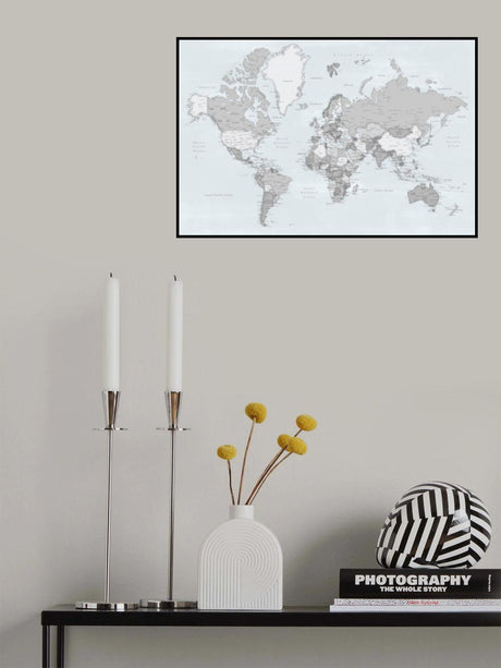 Distressed world map with cities, Darryl Poster och Canvastavla