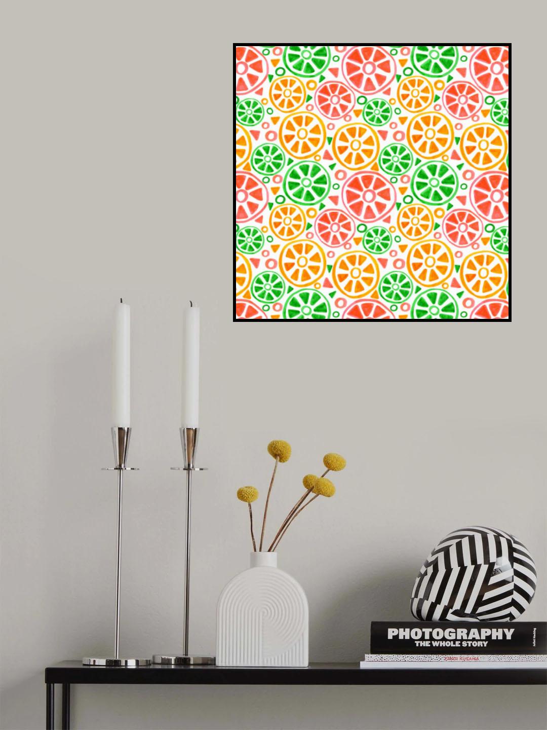 Fruit Slices Yellow Green Orange Geometric Poster och Canvastavla