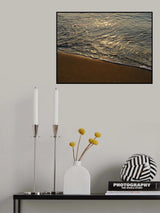 sea waves on the beach at sunset Poster och Canvastavla