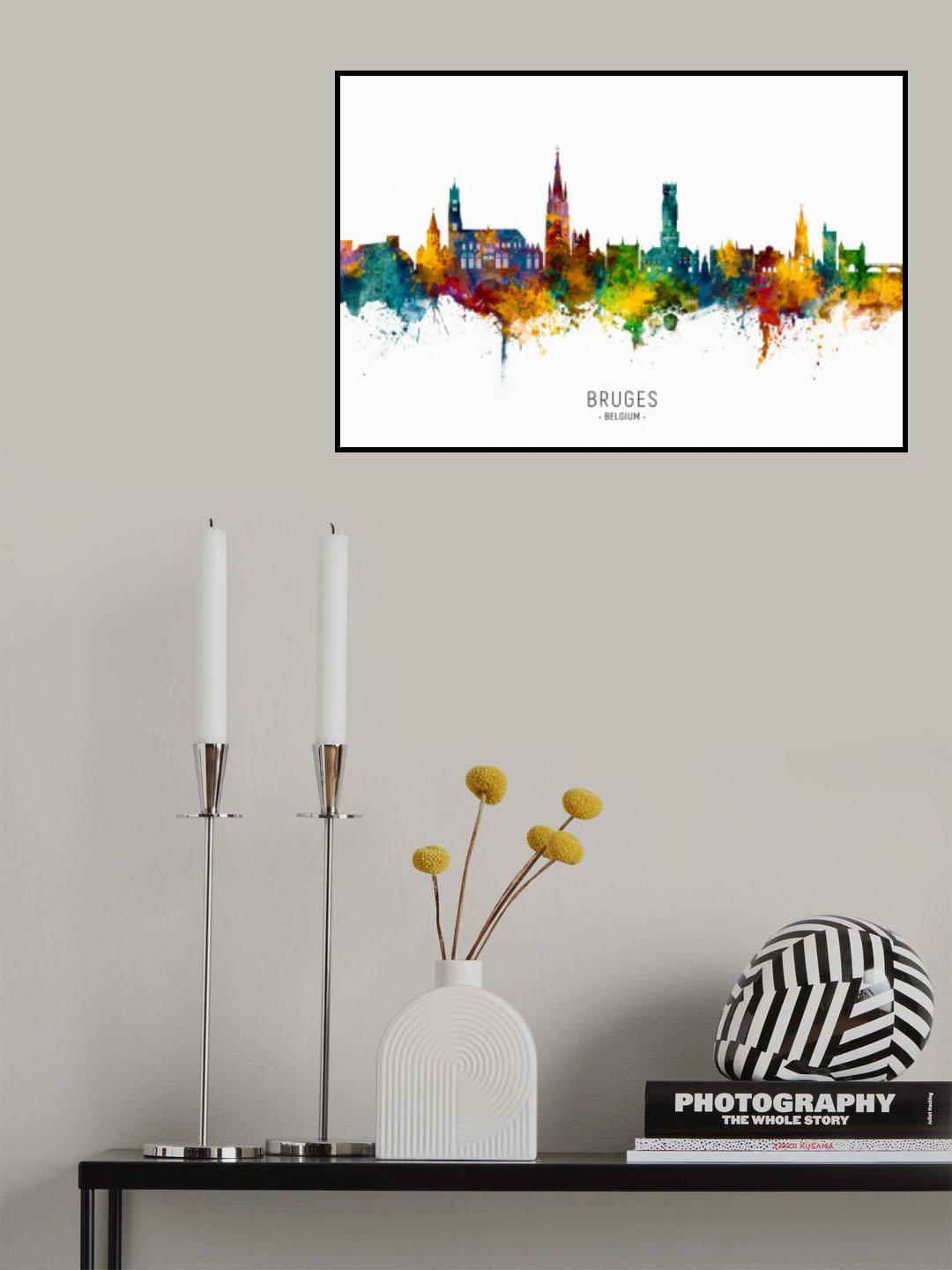 Bruges Belgium Skyline Poster och Canvastavla
