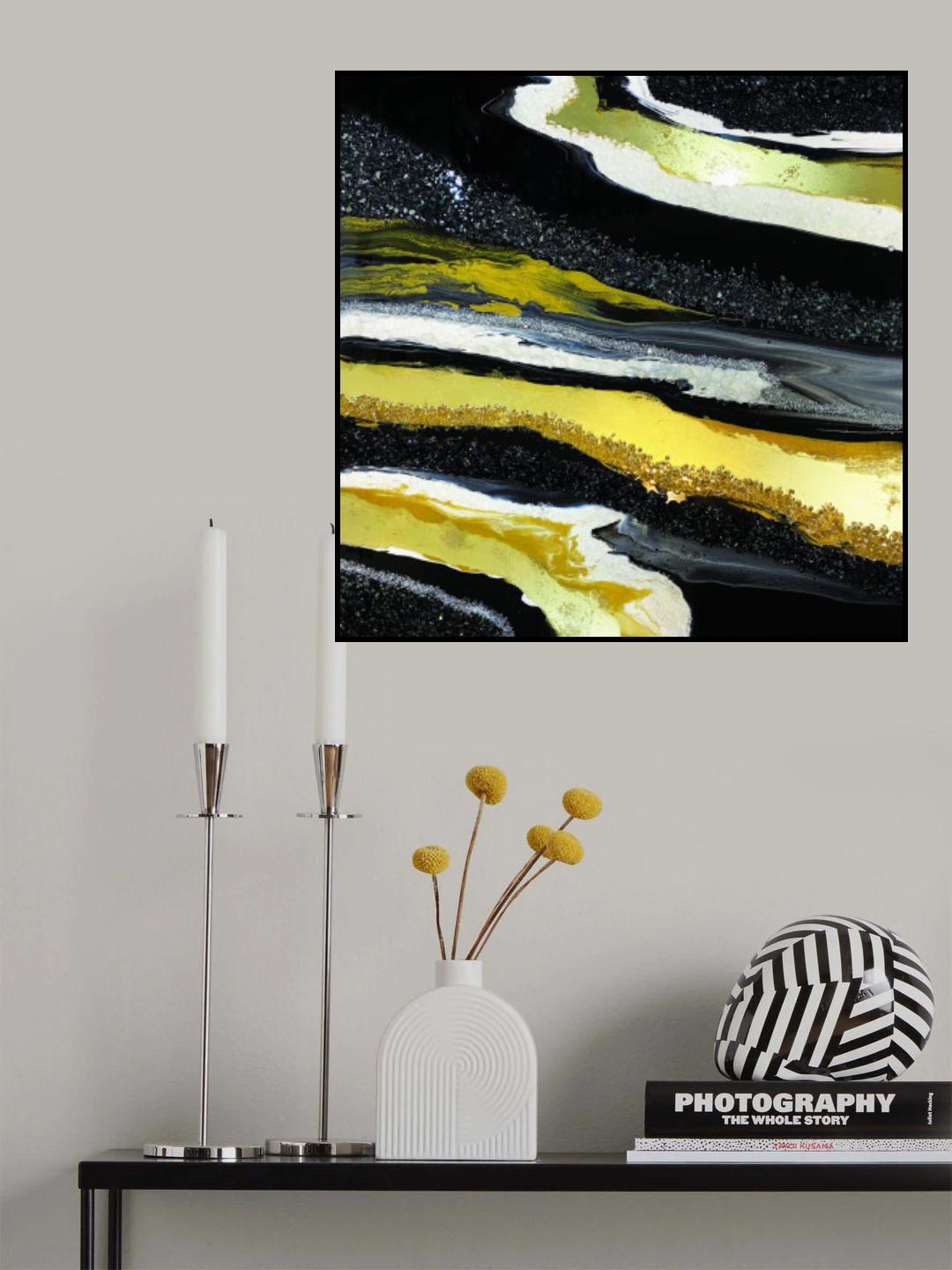 Black and Gold Agate Poster och Canvastavla