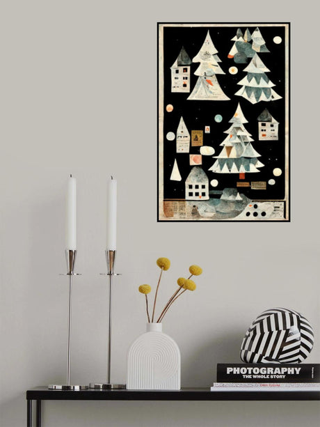 A Paper Village At Night Poster och Canvastavla
