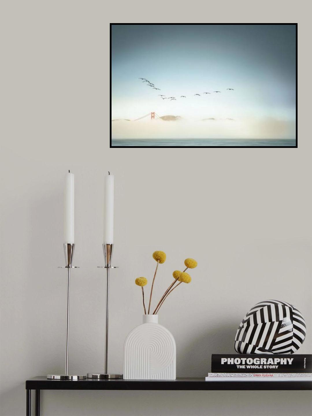 Morning low fog in Golden Gate Bridge Poster och Canvastavla