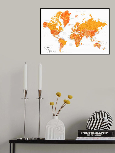 Explore world map with cities, Carlotta Poster och Canvastavla