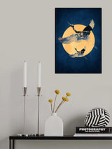 Sapphire Sun &amp; Cranes Poster och Canvastavla