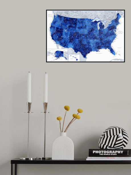 Highly detailed map of the United States, Gulzar Poster och Canvastavla
