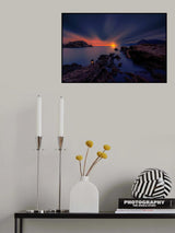 between headlights and sunset lights in Portman Poster och Canvastavla