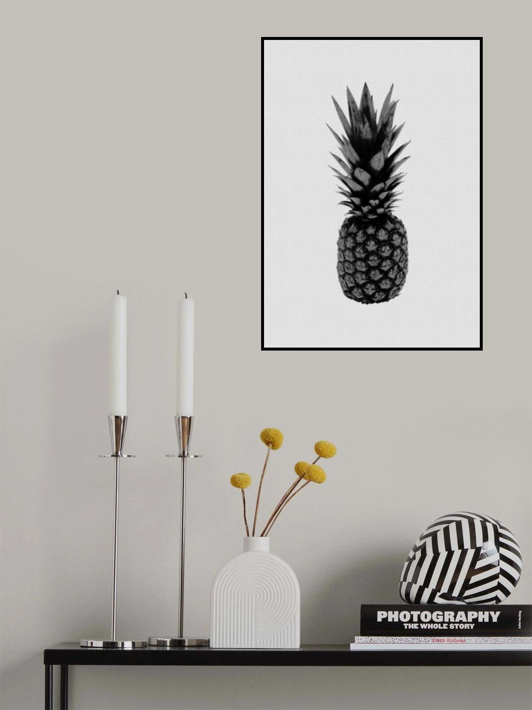 Pineapple Black & White Poster och Canvastavla