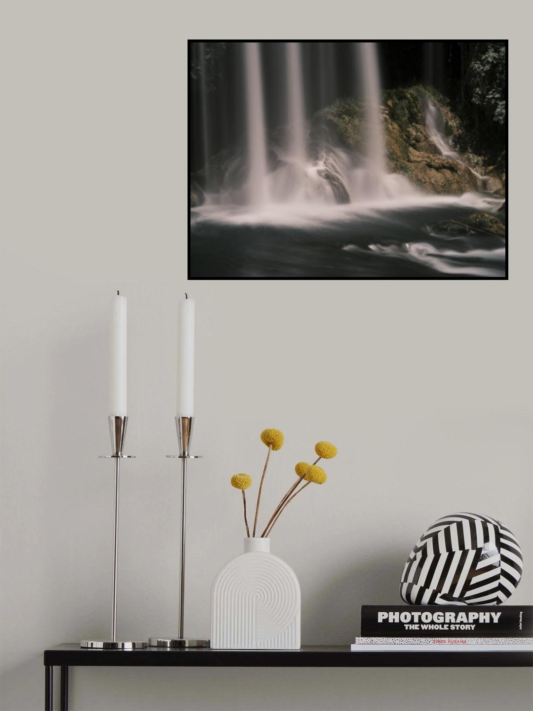 beautiful waterfall in the mountain Poster och Canvastavla