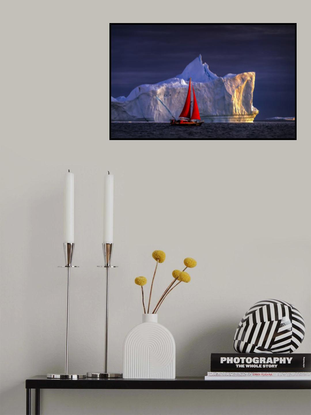 Sailing at Midnight in Ilulissat Icefjord Poster och Canvastavla