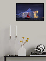 Sailing at Midnight in Ilulissat Icefjord Poster och Canvastavla