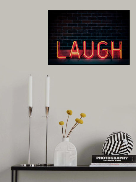 Laugh in Neon Poster och Canvastavla