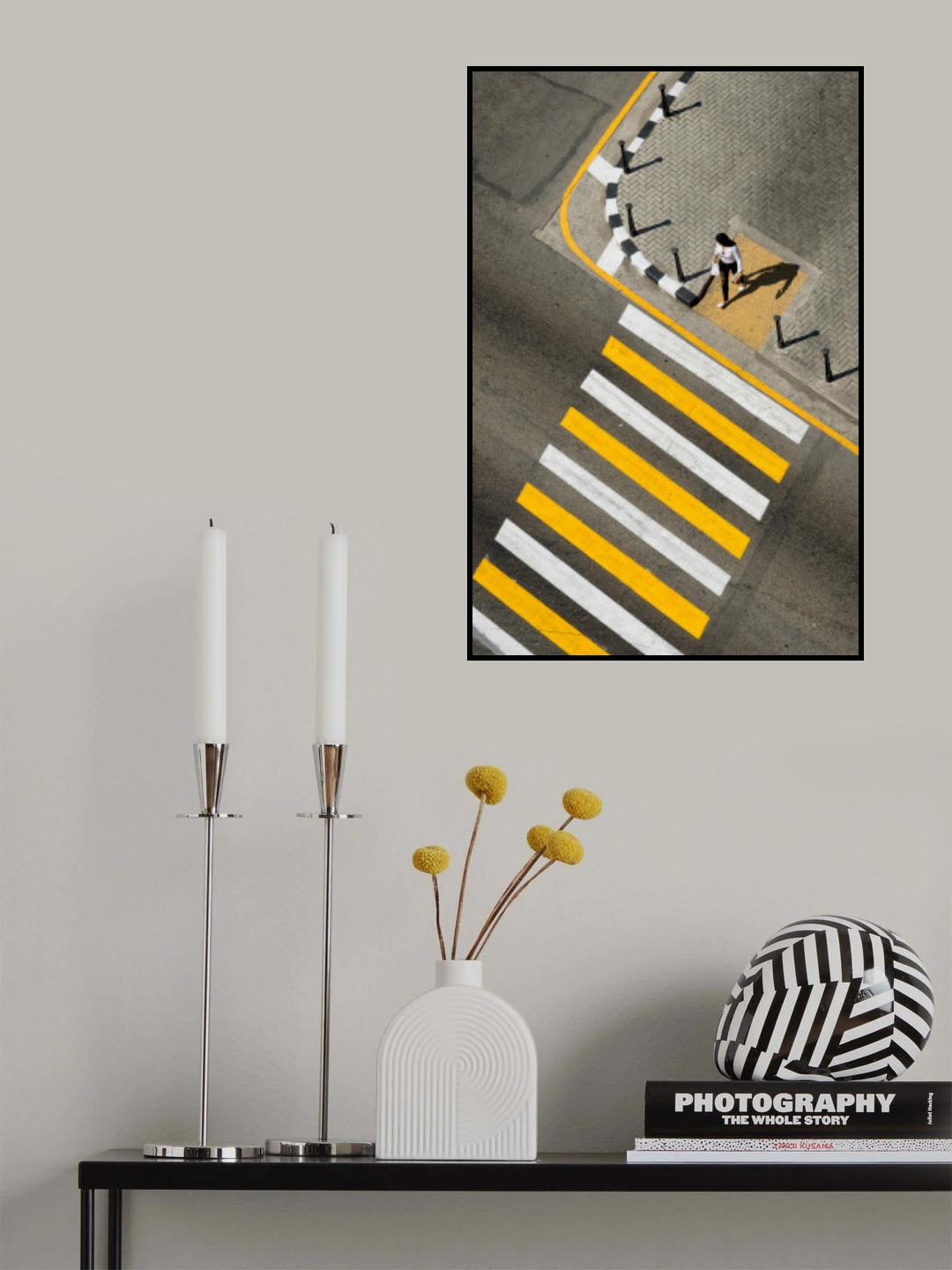 Woman passing Crosswalk Poster och Canvastavla