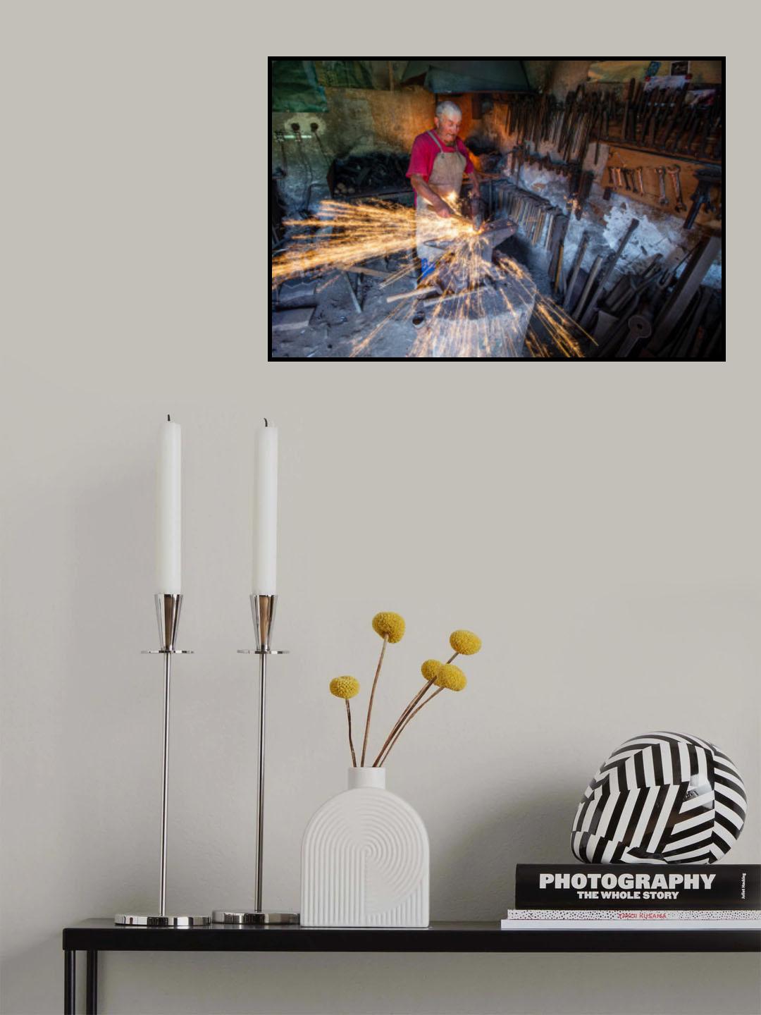 Glowing iron sparks Poster och Canvastavla