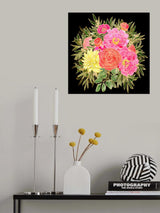 Colorful Nanette bouquet in black Poster och Canvastavla