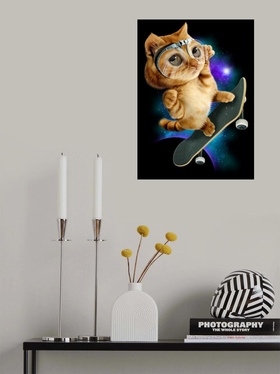 cat on skateboard Poster och Canvastavla
