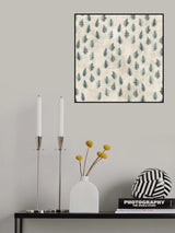 Teal watercolor ferns placed pattern Poster och Canvastavla