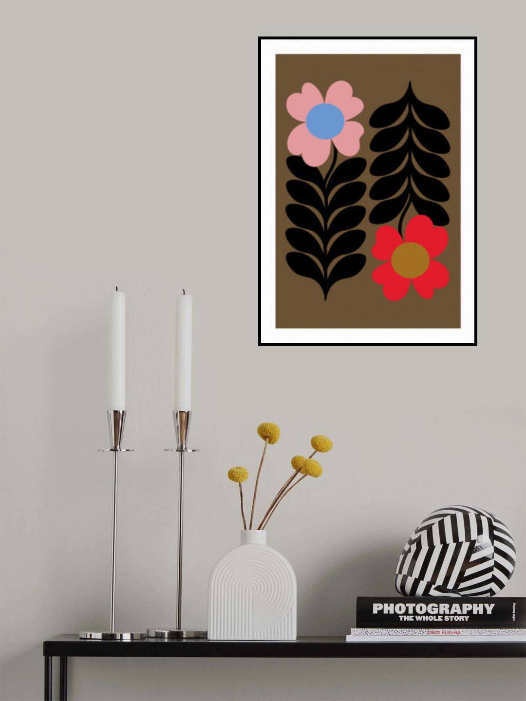 Flowers Gold Poster och Canvastavla