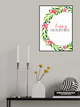 Happy holidays watercolor wreath Poster och Canvastavla