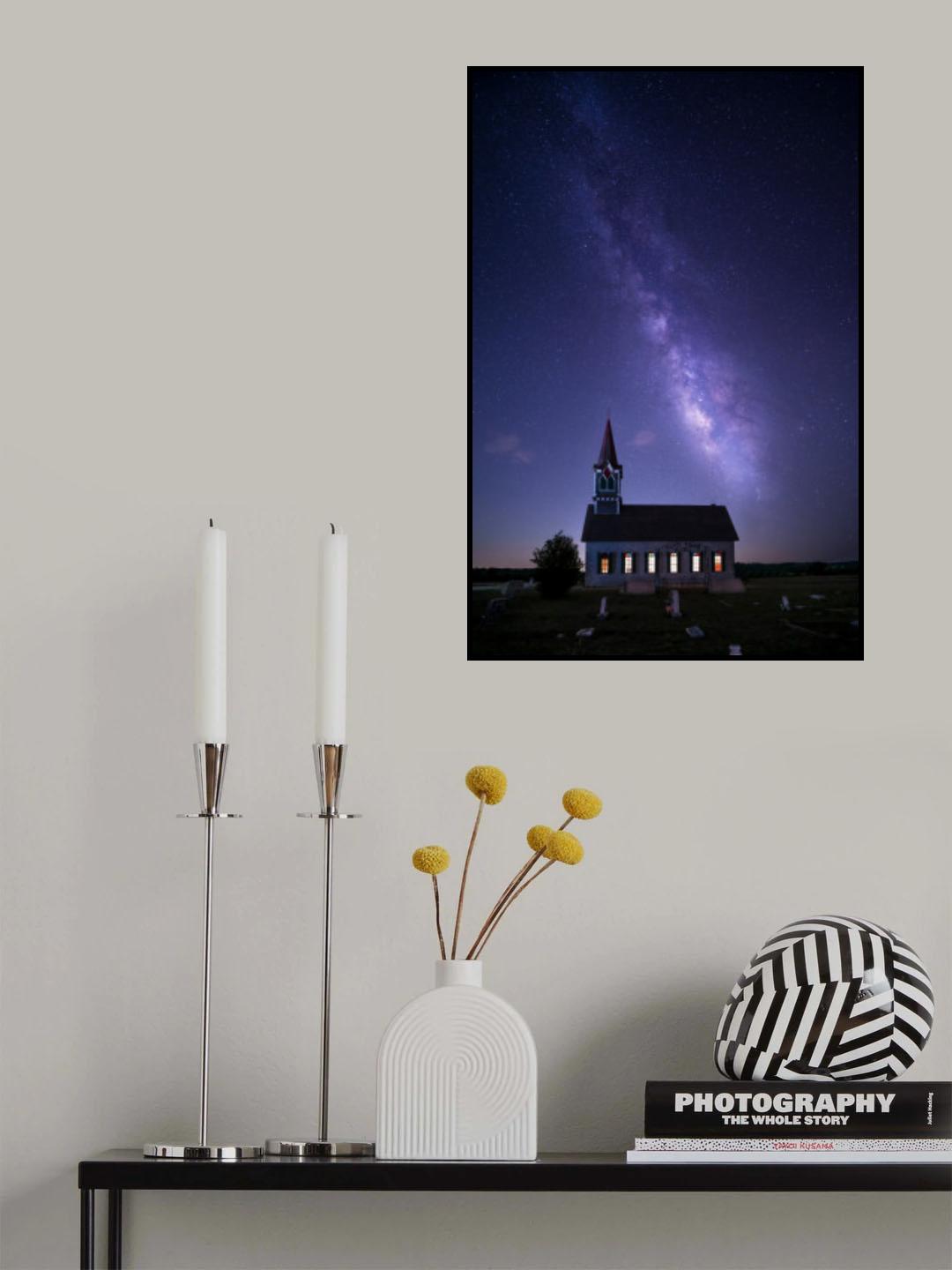 A Church under Milky Way Poster och Canvastavla