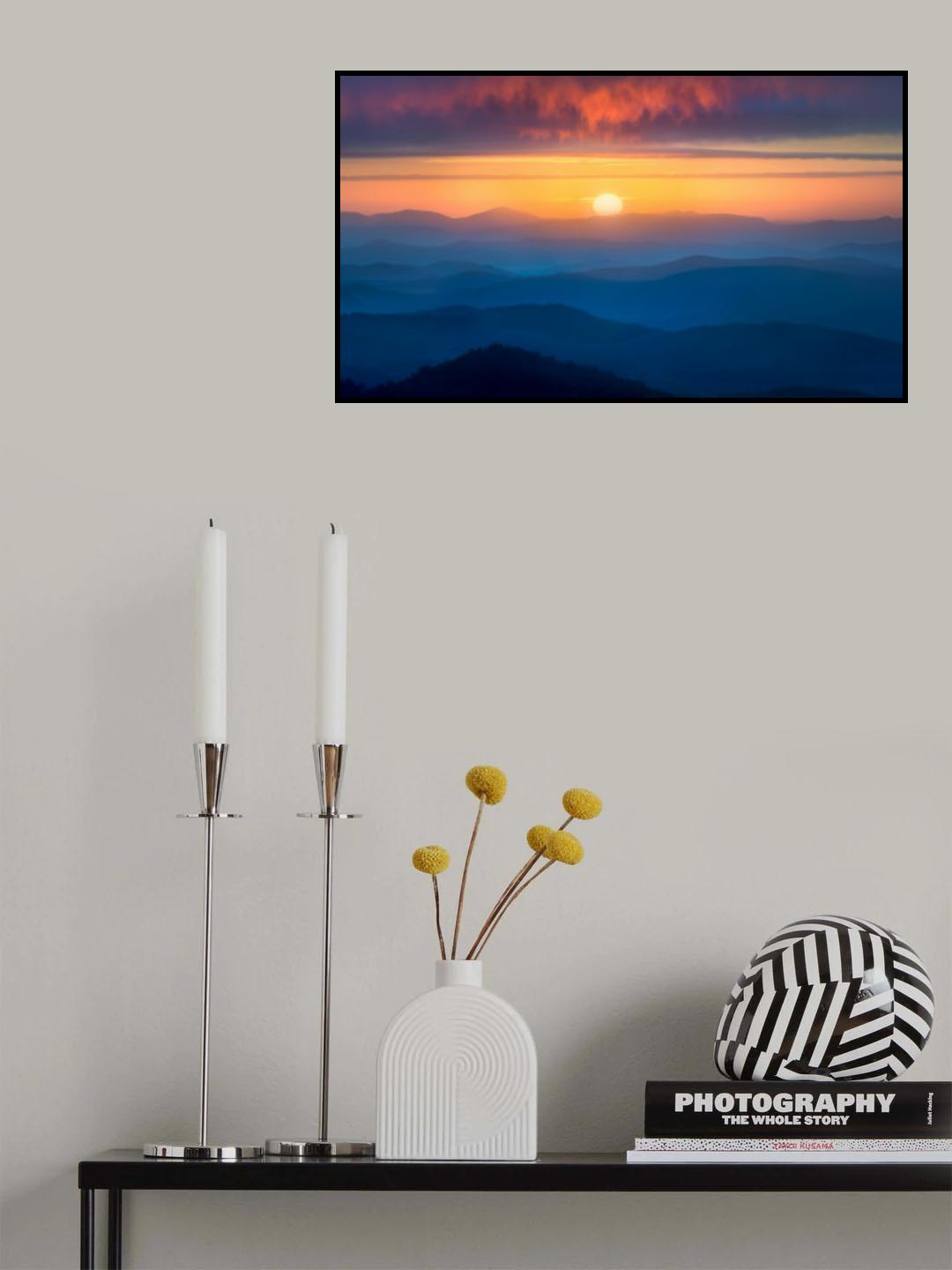 Ethereal Dawn Over Blue Ridge Poster och Canvastavla
