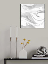 Ink Marbling Black and White 04 Poster och Canvastavla