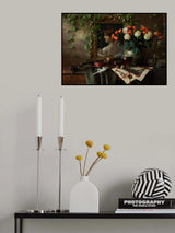Still life with violin and flowers Poster och Canvastavla