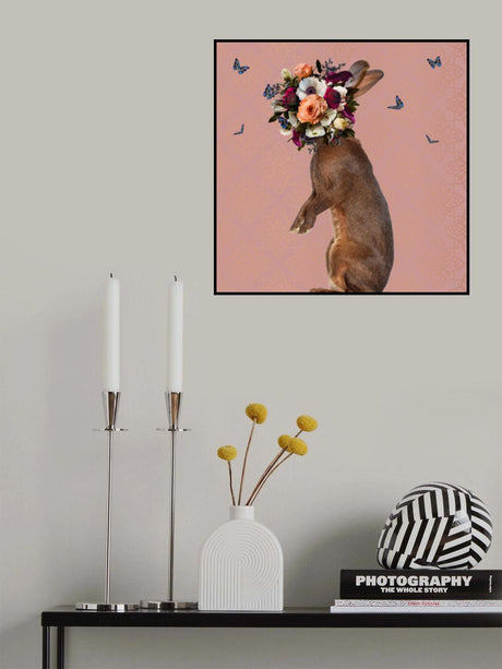 Spring Flower Bonnet On Rabbit Poster och Canvastavla