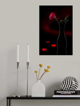 Red Rose with red wave in the background Poster och Canvastavla