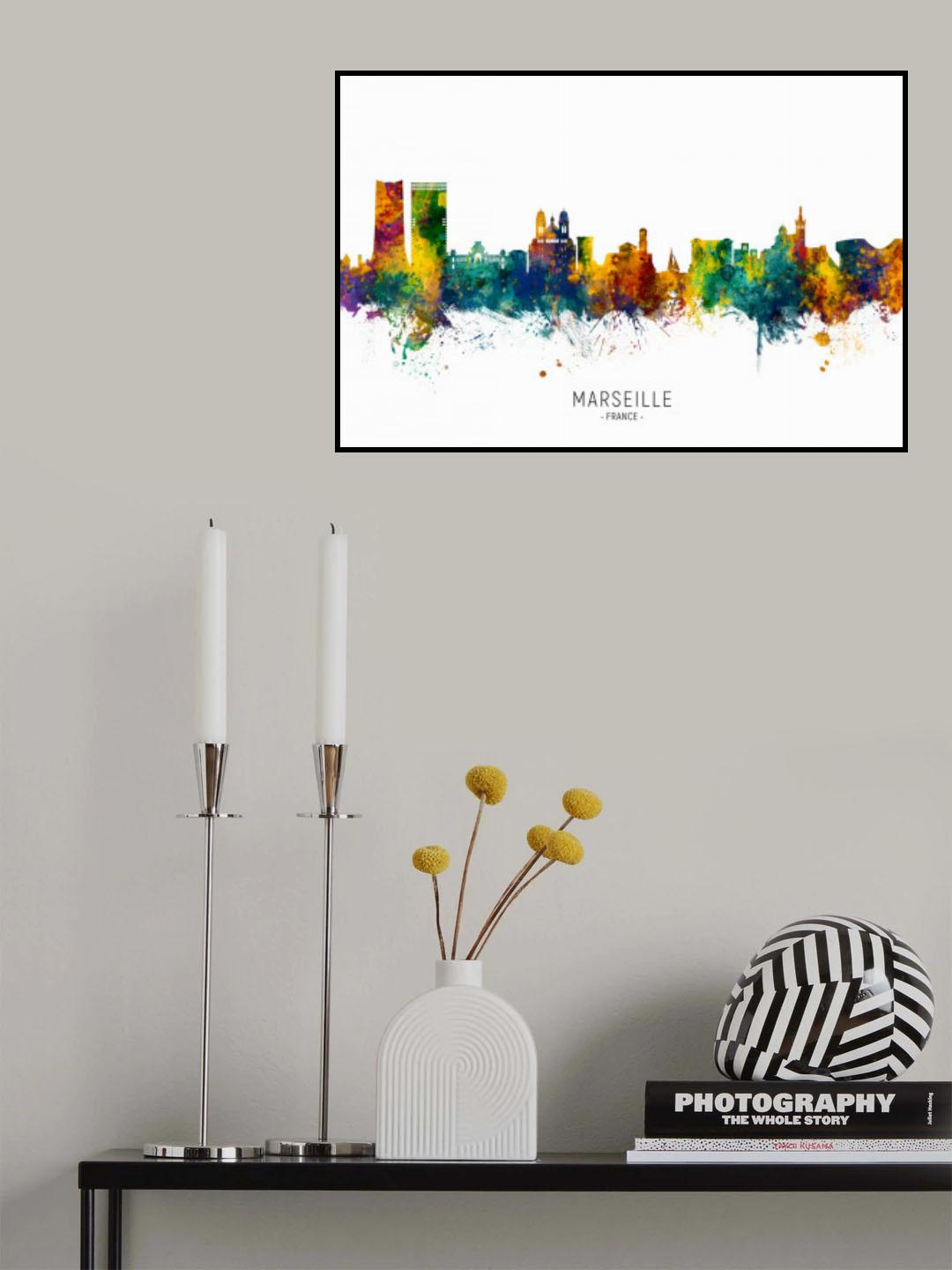 Marseille France Skyline Poster och Canvastavla