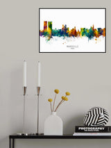 Marseille France Skyline Poster och Canvastavla