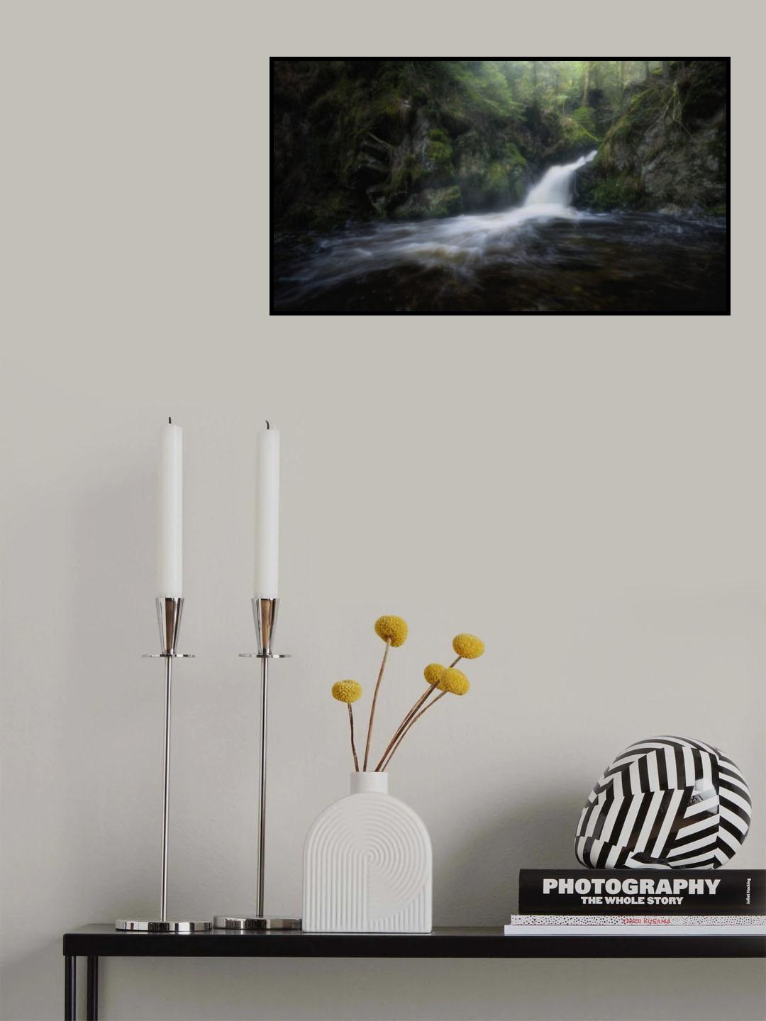 Hidden waterfall in the forest unveils its beauty Poster och Canvastavla