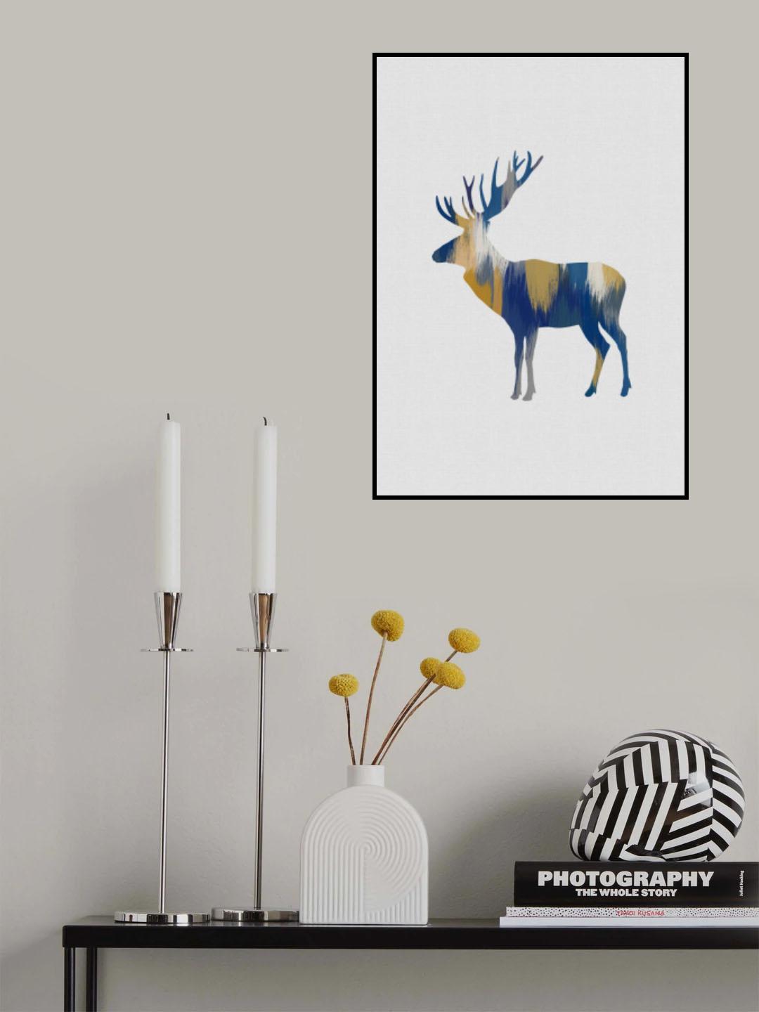 Blue & Yellow Moose Poster och Canvastavla
