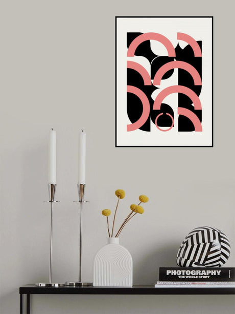Geometrical Semi Circles In Pink Poster och Canvastavla