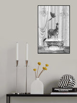 Zebra &amp; Bubbles Black &amp; White Poster och Canvastavla