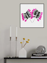 Tropical Palm Leaf Pink Gray Botanical Poster och Canvastavla