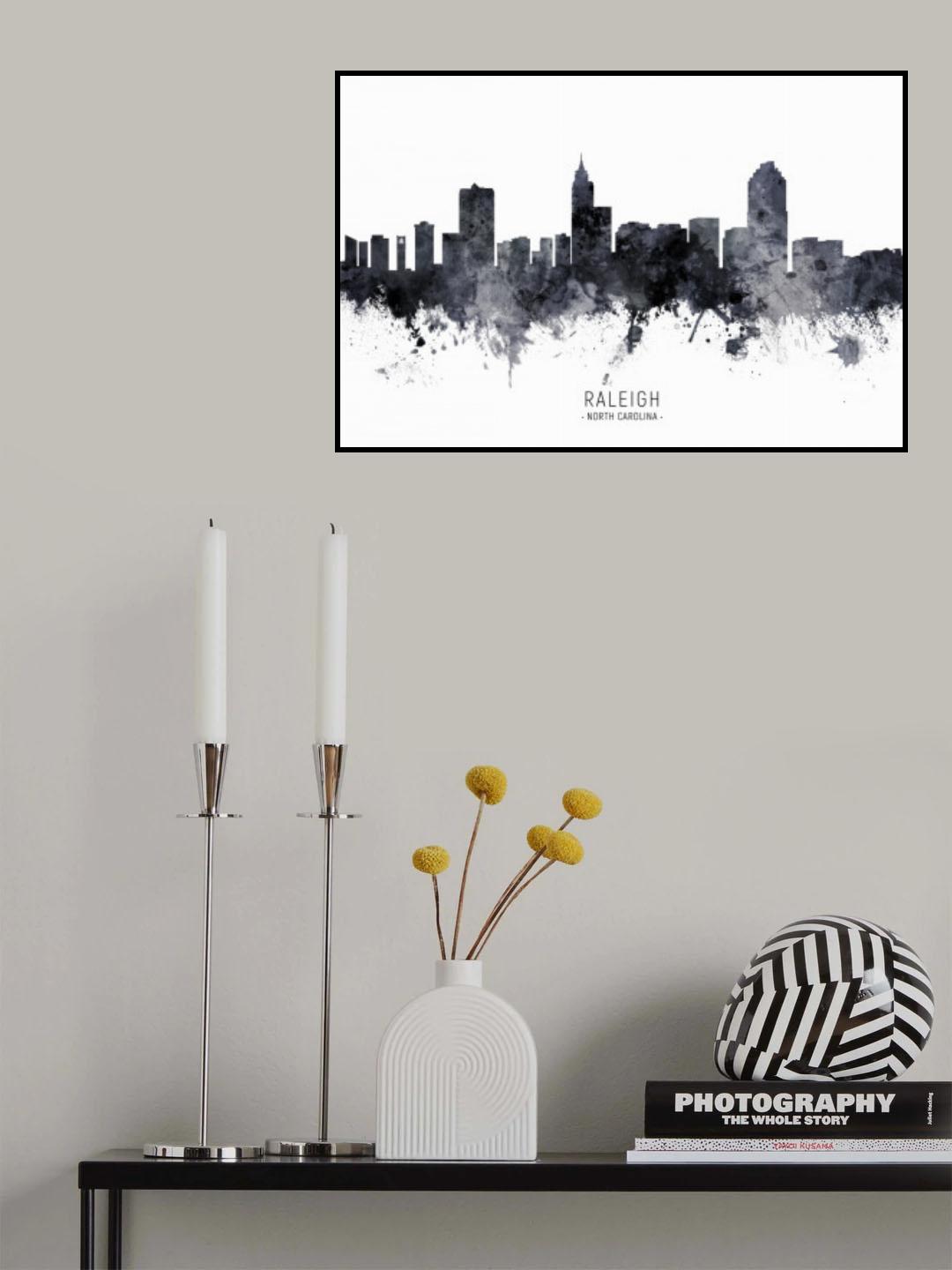 Raleigh North Carolina Skyline Poster och Canvastavla