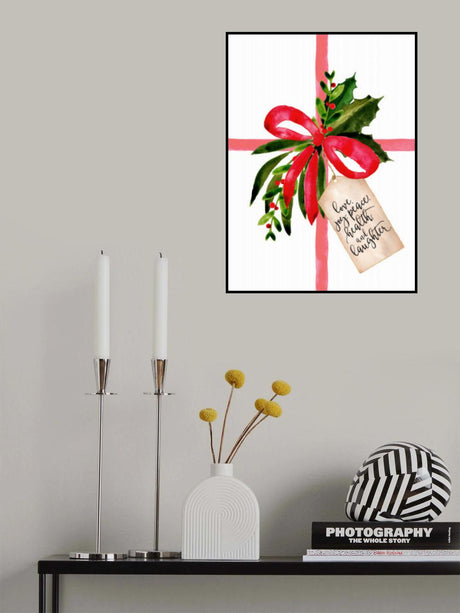 Watercolor gift with holiday wishes Poster och Canvastavla