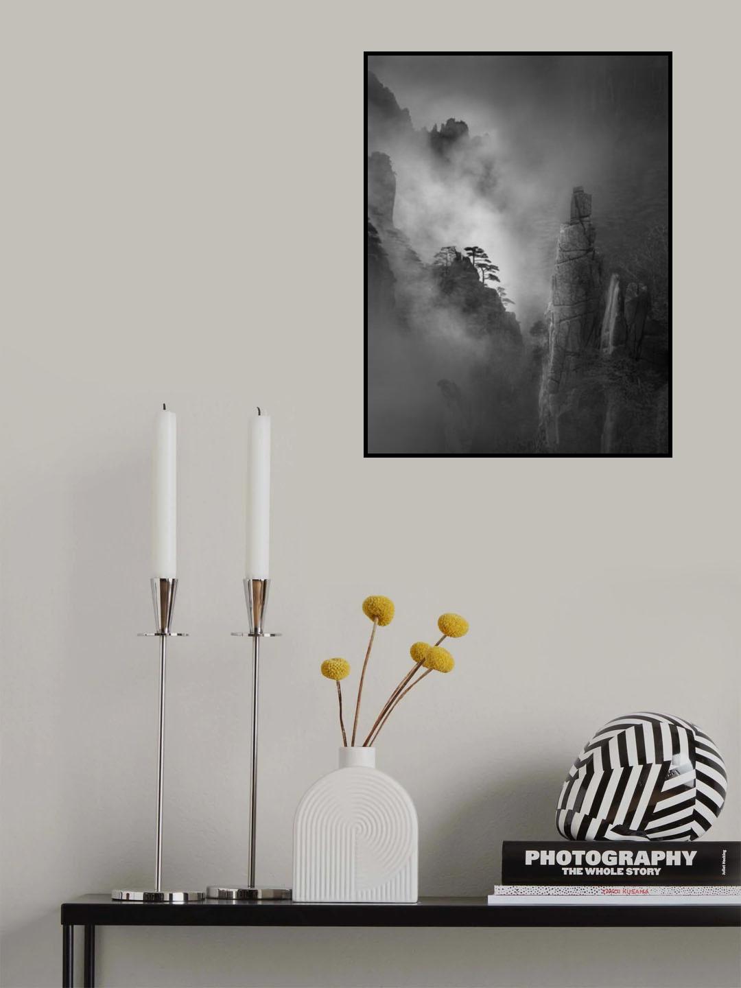 Huang Shan In The Fog Poster och Canvastavla