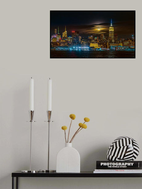 Super Blue Moon 2018, New York City Poster och Canvastavla