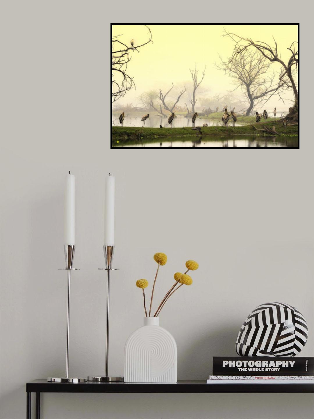 Painted storks at rest Poster och Canvastavla
