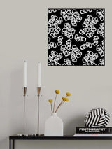 Floral Chains Gray On Black Poster och Canvastavla